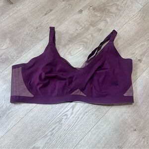 Honeylove Liftwear Crossover Bra in maroon with mesh trim size 2X